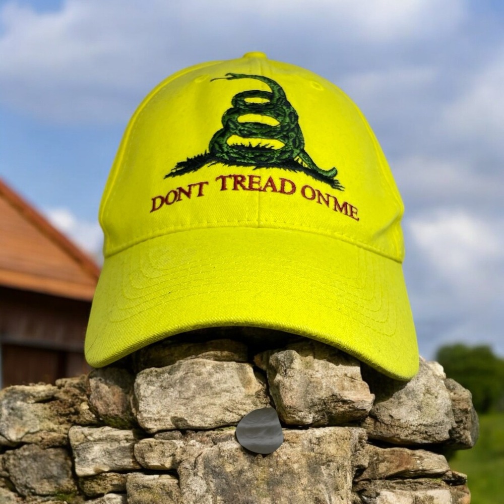 Gadsden Flag Hat Cap "Don't Tread On Me" Yellow Embroidered Hook & Loop